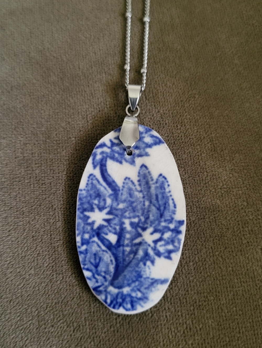 Vintage British Transferware Pendant. Broken China Jewelry